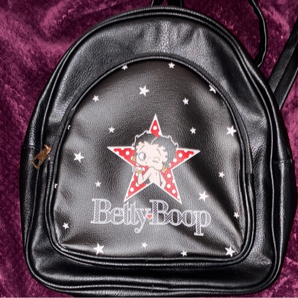 Betty Boop Black Star-Studded Backpack